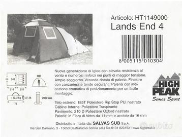 Tenda TENDA HIGH PEAK LANDS END 4 posti NUOVA