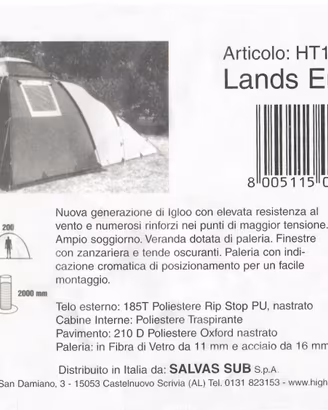 Tenda TENDA HIGH PEAK LANDS END 4 posti NUOVA