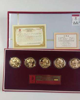 Cofanetto di 5 Medaglie placcate in oro Olimpiadi 