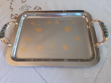 VASSOIO  ACCIAIO  INOX   DECORATO  0RORO 
