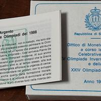 Dittico in argento FDC del 1988 da San Marino