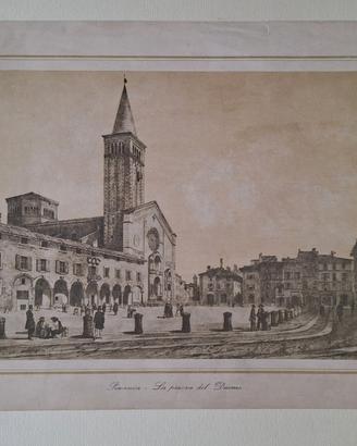 vecchia stampa piazza del Duomo Piacenza