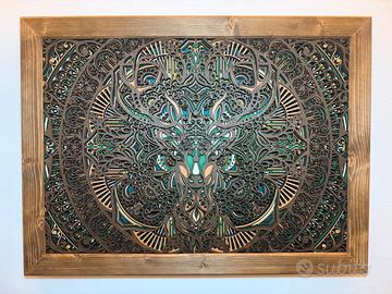 Quadro decorativo cervo 3D multistrato