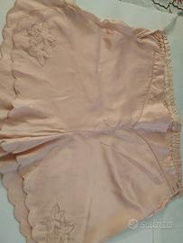 Mutande pura seta rosa anni 40 ricamate a mano
