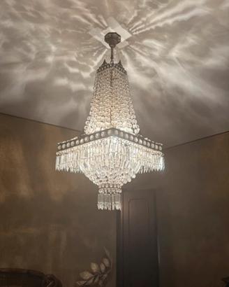 Lampadario vintage a sospensione con cristalli
