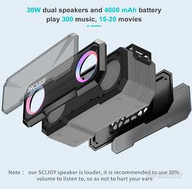 Altoparlante bluetooth con radio e luci led 30W