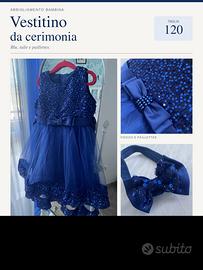 Vestito cerimonia bimba blu altezza 120 con fascia