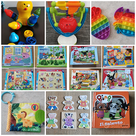 Giochi infanzia sonagli, puzzle,pop it, chicco