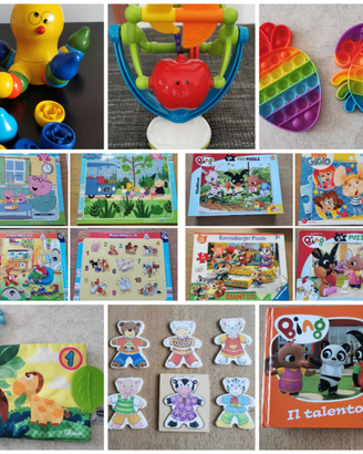 Giochi infanzia sonagli, puzzle,pop it, chicco