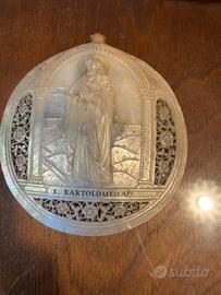 Antico medaglione devozionale madreperla teca