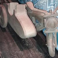 Motoguzzi sidecar modellino in legno 