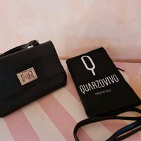 borsa a mano con tracolla in vera pelle nera 