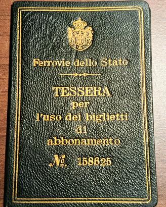 TESSERA FERROVIE DEL REGNO D'ITALIA 