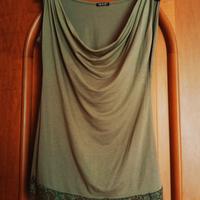 Maglietta senza maniche verde in viscosa 