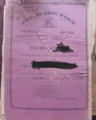 polizza assicurazione del 1880