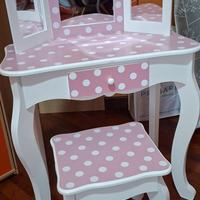 toeletta legno rosa con sgabello