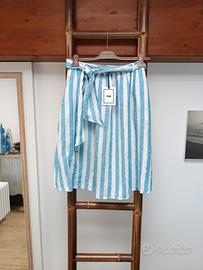 gonna 100% lino a righe modello Capri 