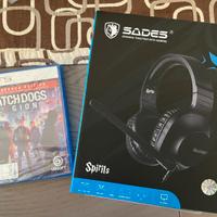 Gioco PS5 Watchdogs Legion e cuffie Sades Spirit