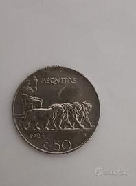 moneta antica 50 Centesimi bordo liscio (RRR)