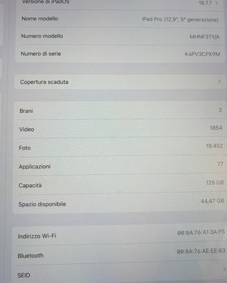 I pad pro 12.9 5^ generazione 2021