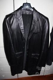 Cappotto pelle nera Alta moda Firenze