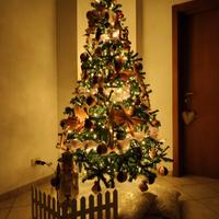 albero di Natale compreso di luci e addobbi come i