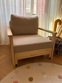 IKEA TORNSBORG poltrona letto beige/pino