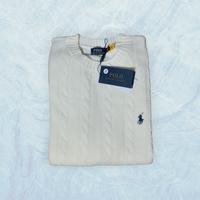 Ralph Lauren Maglione a Trecce Bianco Cavallo Nero