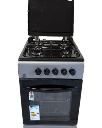 CUCINA A GAS 4 FUOCHI 50 X 50 CM GRIGIA E NERA