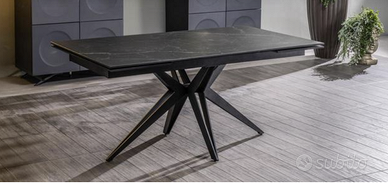 TAVOLO CERAMICA EFFETTO MARMO ALLUNGAN. 160/240X90