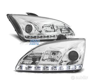 FARI FORD FOCUS 04-08 LUCE DIURNA A LED FONDO CROM