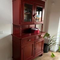 Credenza rossa bordeaux di legno massello