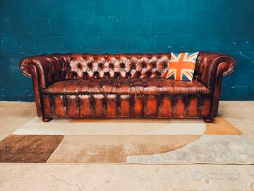 Divano Chester Chesterfield vera pelle Bordeaux uk