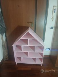 Libreria / Scarpiera casetta in legno - Rosa