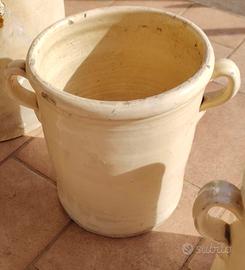 Piccolo vaso di creta smaltata con 2 manici