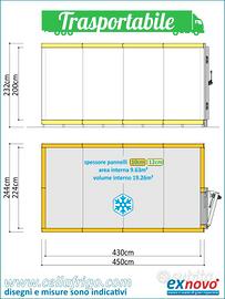 cella frigo TN o BT pre-montata 244X450cm