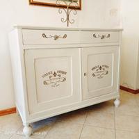 Credenza laccata bianco/argento