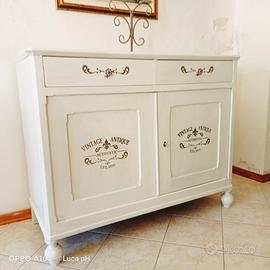 Credenza laccata bianco/argento