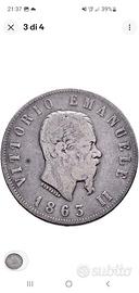 Moneta 2 Lire 1863 Napoli Valore