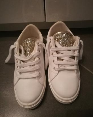 Sneakers bambina friboo bianche e oro