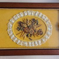 Vassoio Decorativo Vintage Anni '70 Fiori Secchi