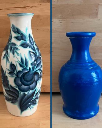 Coppia di vasi di ceramica + pigna piccola
