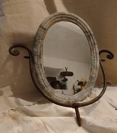 specchio basculante da toilette in marmo e ferro 