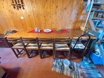 Tavolo legno massello color noce chiaro 