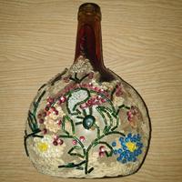 Bottiglia vintage decorativa floreale anni ‘70