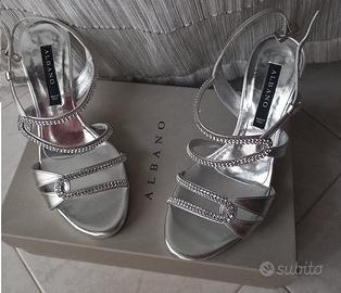 Scarpe eleganti donna con scatola, Sandali argento