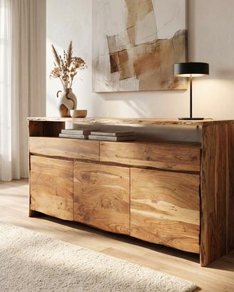 Madia Legno Massiccio Acacia Industriale 190x45cm