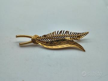 Spilla vintage Piuma in Oro 18k - uno aerre 5,29 g