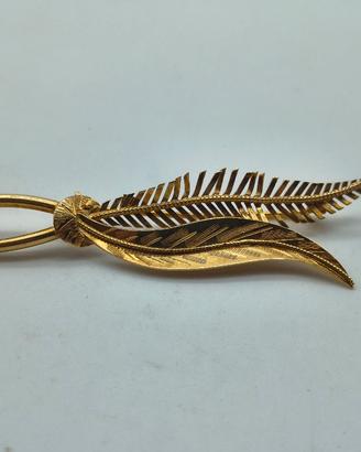Spilla vintage Piuma in Oro 18k - uno aerre 5,29 g