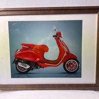 Quadro vespa con cornice in legna